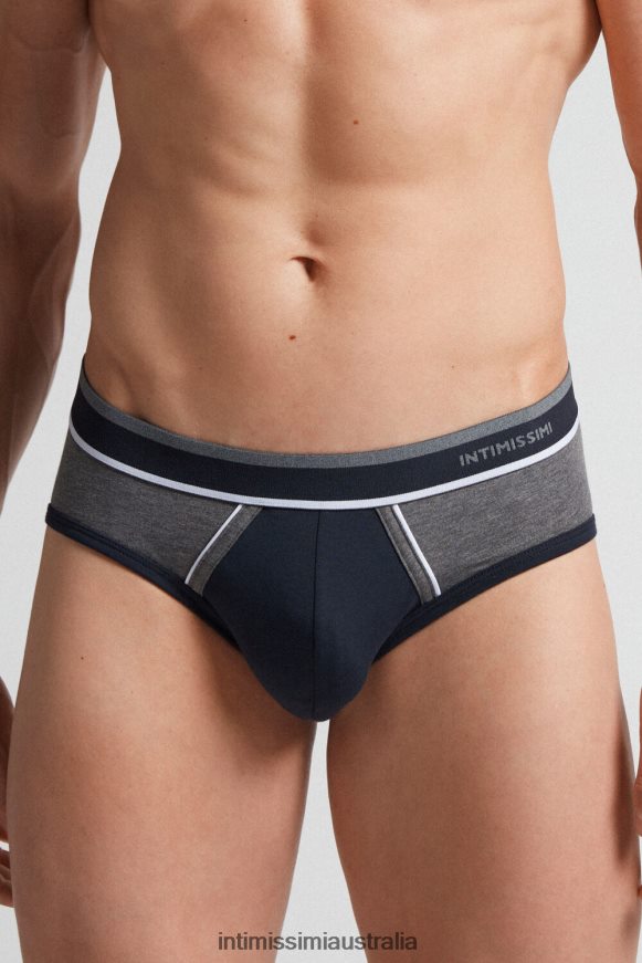 Intimissimi Men 541I-Midnight Blue/Graphite Grey Blend Underwear 0RJT48104 Two-Tone Stretch Supima Cotton Briefs