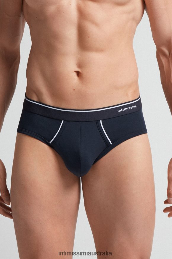 Intimissimi Men 6987-Blue/White Underwear 0RJT48127 Supima Cotton Briefs with Visible Elastic