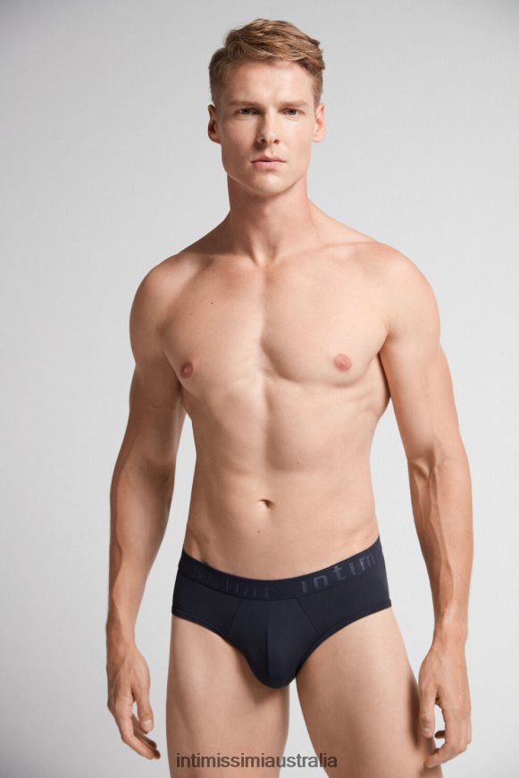 Intimissimi Men 800-Midnight Blue Underwear 0RJT48147 Microfiber Briefs with Logo Detail