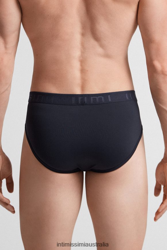 Intimissimi Men 800-Midnight Blue Underwear 0RJT48147 Microfiber Briefs with Logo Detail