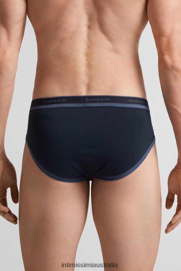 Intimissimi Men 844I-Midnight Blue/Denim Blue Blend Underwear 0RJT4887 Stretch Supima Cotton Brief with Logo Detail