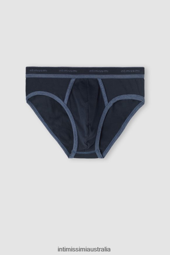Intimissimi Men 844I-Midnight Blue/Denim Blue Blend Underwear 0RJT4887 Stretch Supima Cotton Brief with Logo Detail