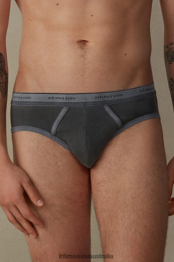 Intimissimi Men 862I-Black Underwear 0RJT4883 Garment-Dyed Stretch Supima Cotton Briefs