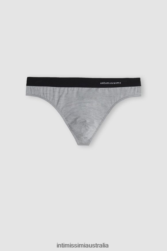Intimissimi Men 9958-Light Grey Blend Underwear 0RJT48132 Microfibre Thong with Logo Detail