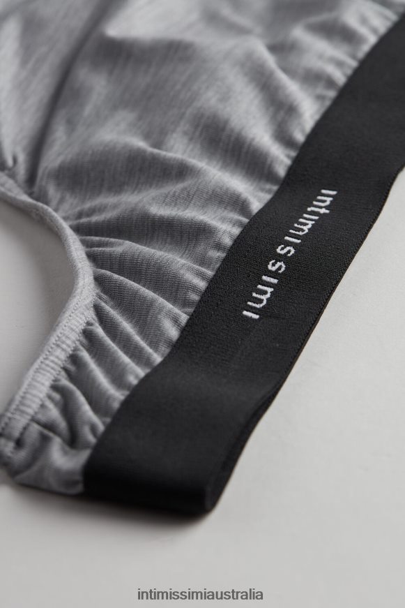 Intimissimi Men 9958-Light Grey Blend Underwear 0RJT48132 Microfibre Thong with Logo Detail