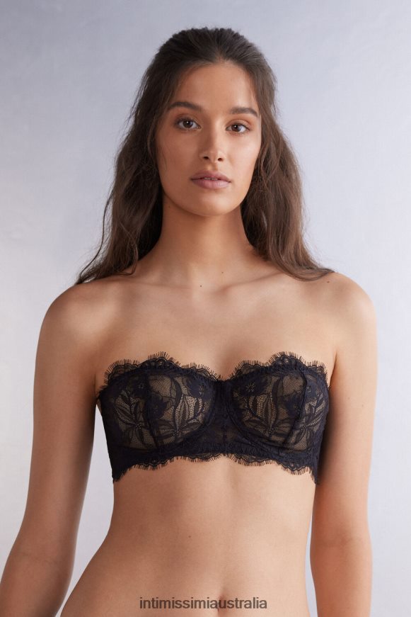 Intimissimi Women 019-Black Underwear 0RJT48476 Sensual Flowers Balconette Bandeau Bra