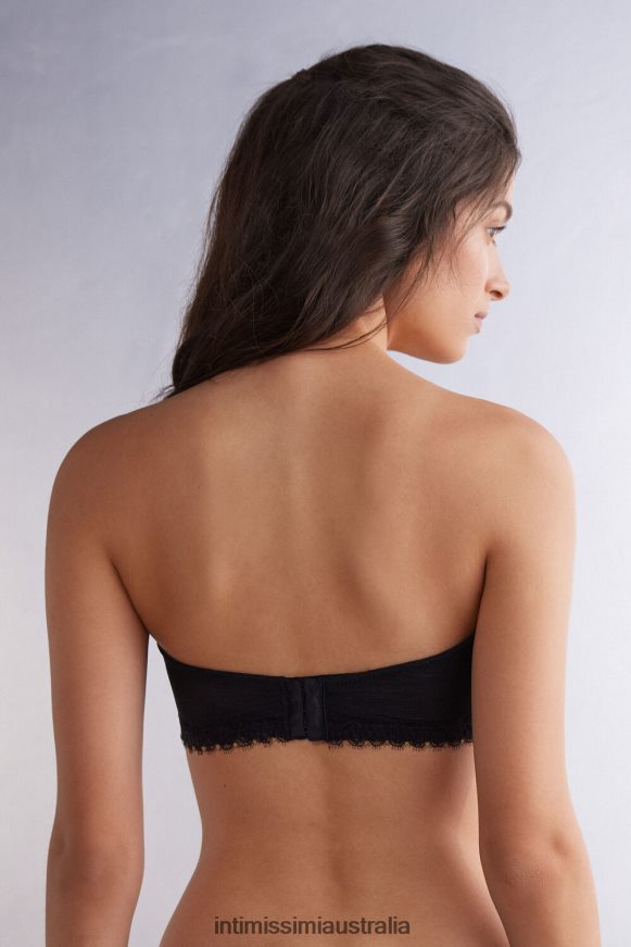 Intimissimi Women 019-Black Underwear 0RJT48476 Sensual Flowers Balconette Bandeau Bra