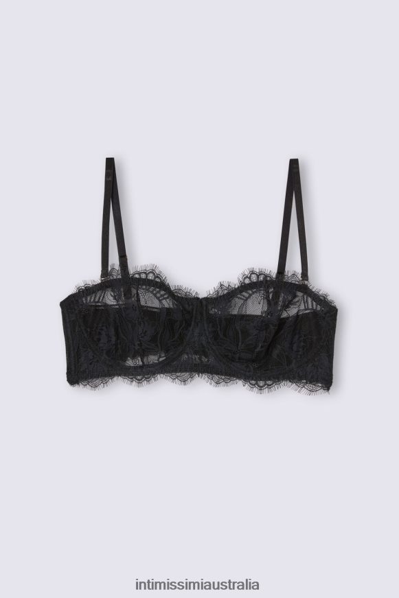 Intimissimi Women 019-Black Underwear 0RJT48476 Sensual Flowers Balconette Bandeau Bra