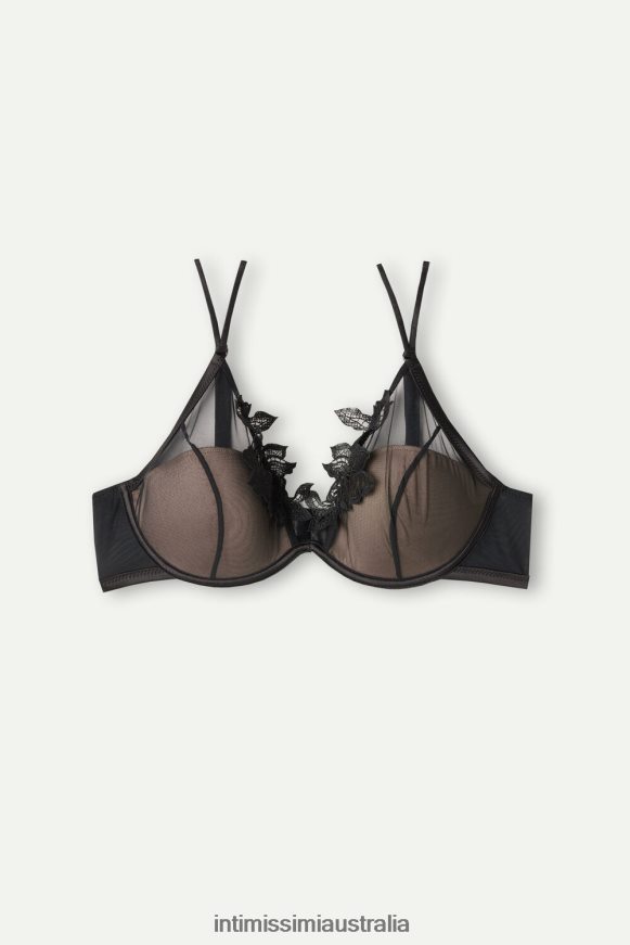 Intimissimi Women 019-Black Underwear 0RJT48632 Layers of Lust Elena Balconette Bra