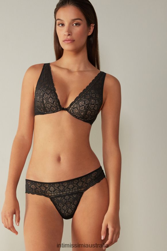 Intimissimi Women 019-Black Underwear 0RJT48692 Elena Lace Balconette Bra