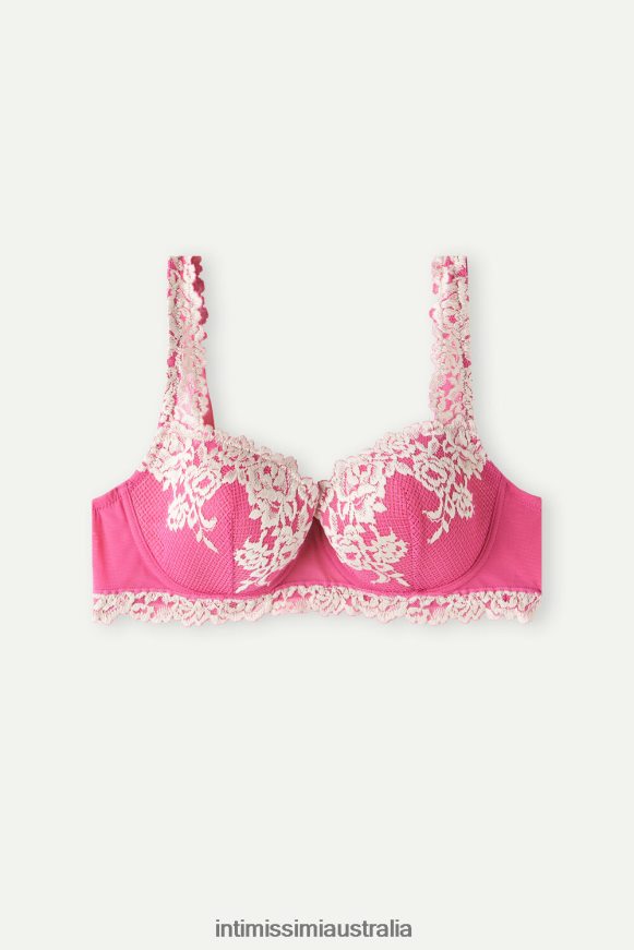 Intimissimi Women 213J-Valentine Pink/Ivory Underwear 0RJT48581 Pretty Flowers Sofia Balconette Bra