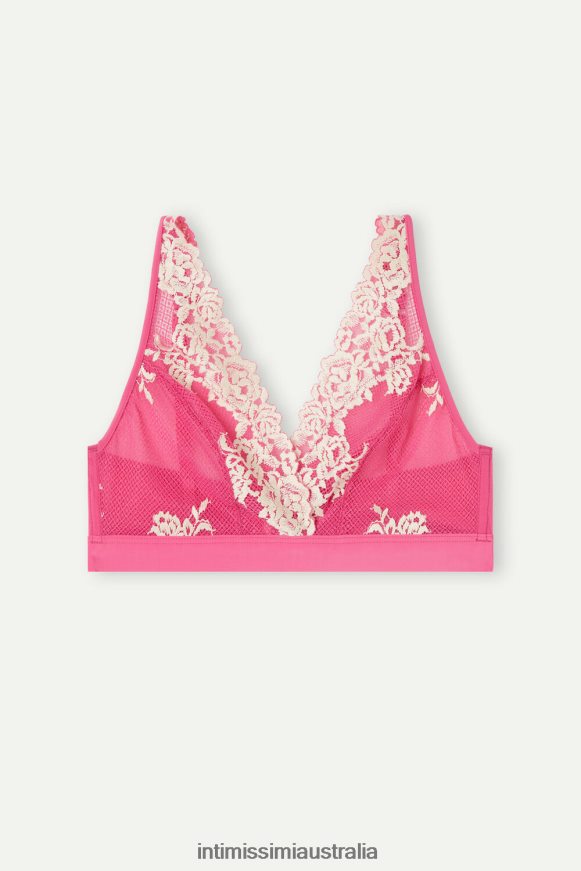 Intimissimi Women 213J-Valentine Pink/Ivory Underwear 0RJT48582 Pretty Flowers Lara Triangle Bra