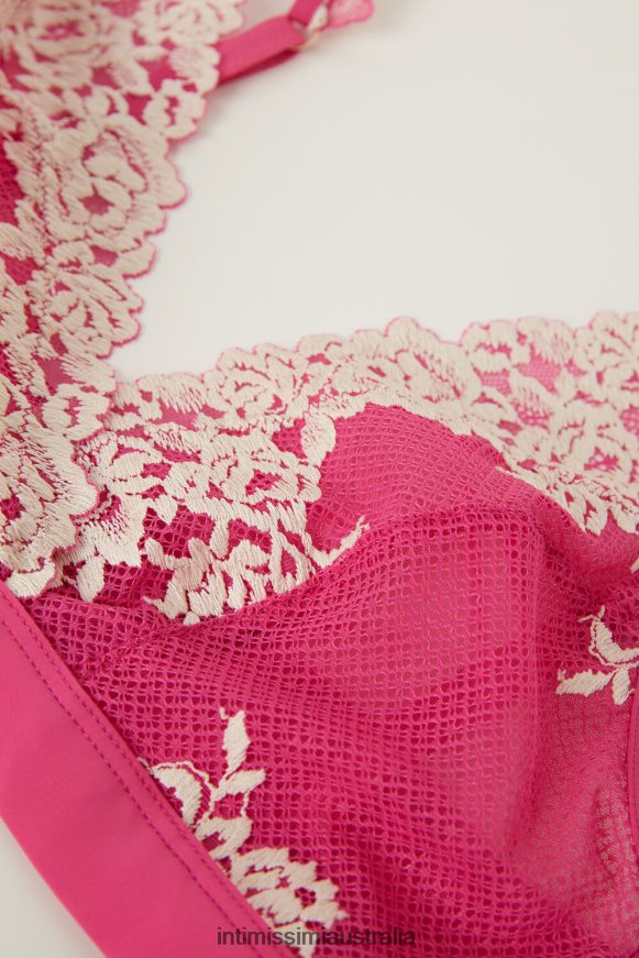 Intimissimi Women 213J-Valentine Pink/Ivory Underwear 0RJT48582 Pretty Flowers Lara Triangle Bra