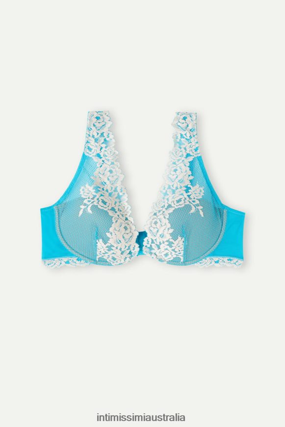 Intimissimi Women 233J-Digital Turquoise/Ivory Underwear 0RJT48572 Pretty Flowers Elena Balconette Bra