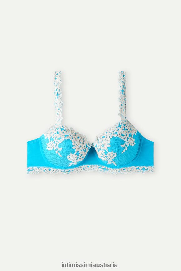 Intimissimi Women 233J-Digital Turquoise/Ivory Underwear 0RJT48574 Pretty Flowers Sofia Balconette Bra