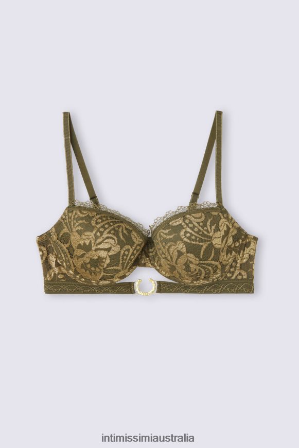 Intimissimi Women 333J-Green Moss/Oro Underwear 0RJT48456 Sofia Golden Goddess Balconette Bra