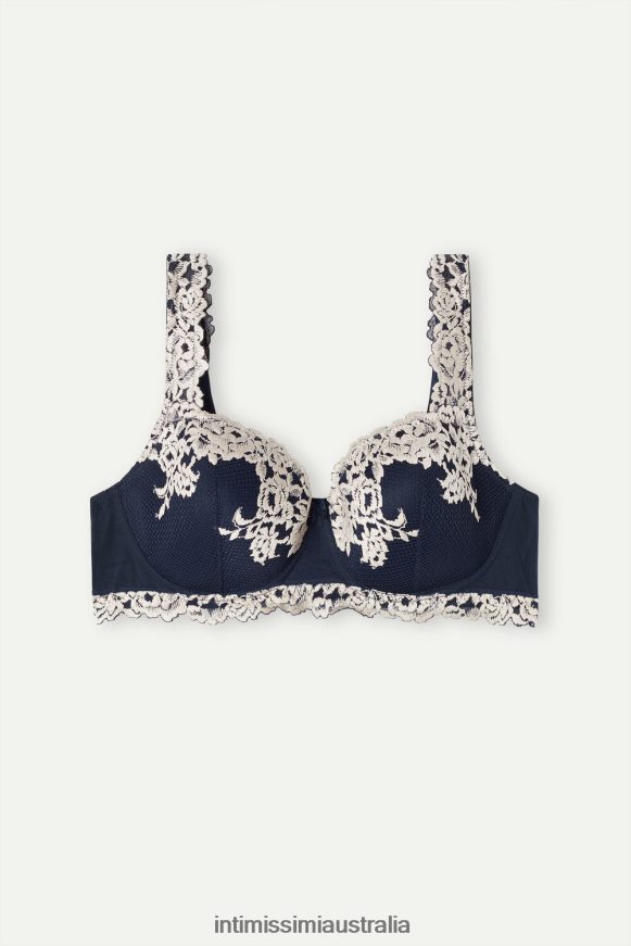 Intimissimi Women 347I-Deep Blue/Vanilla Underwear 0RJT48545 Pretty Flowers Sofia Balconette Bra