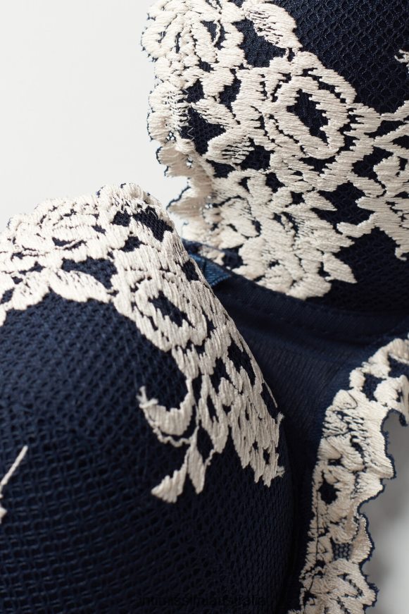 Intimissimi Women 347I-Deep Blue/Vanilla Underwear 0RJT48545 Pretty Flowers Sofia Balconette Bra