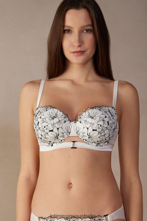 Intimissimi Women 4718-Powder White/Black Underwear 0RJT48566 Pure Joy Sofia Balconette Bra
