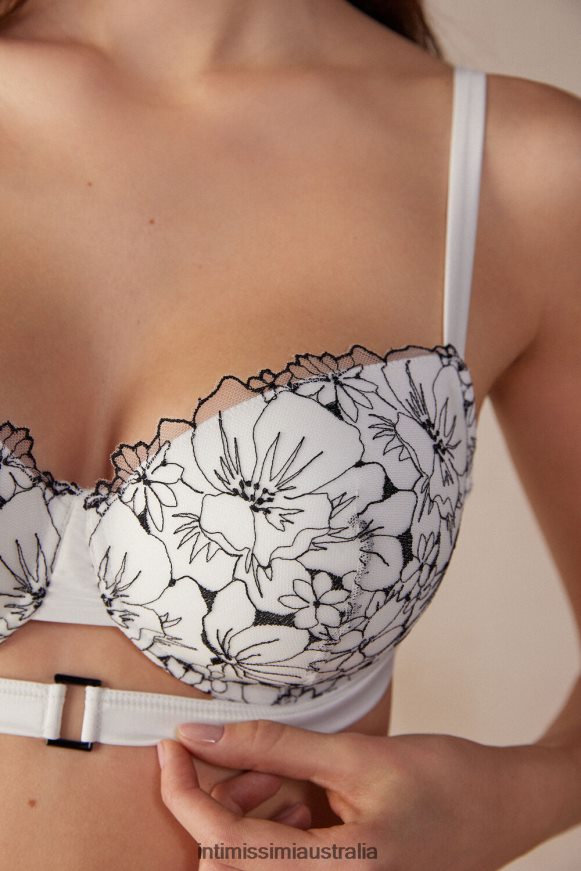 Intimissimi Women 4718-Powder White/Black Underwear 0RJT48566 Pure Joy Sofia Balconette Bra