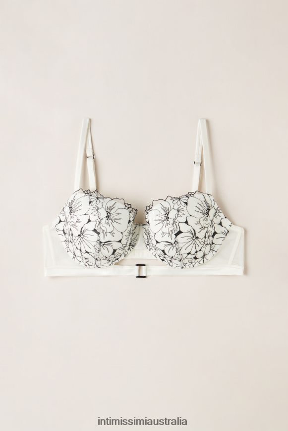 Intimissimi Women 4718-Powder White/Black Underwear 0RJT48566 Pure Joy Sofia Balconette Bra