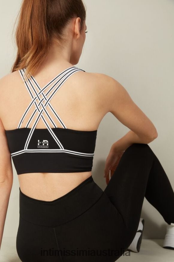 Intimissimi Women 661I-Nero/Bianco Underwear 0RJT48743 In Action Padded Bra Top with Supima Cotton Lining