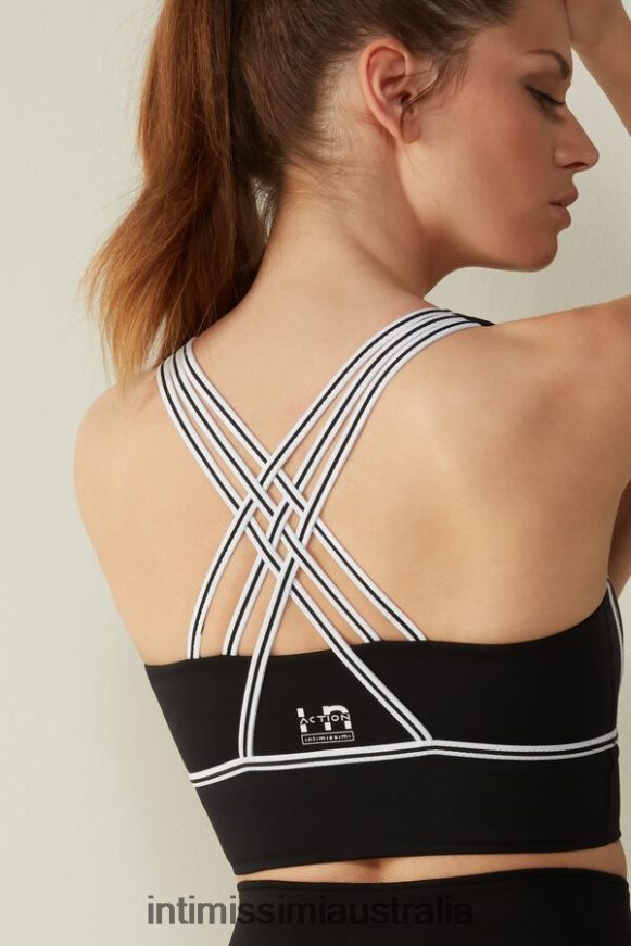 Intimissimi Women 661I-Nero/Bianco Underwear 0RJT48743 In Action Padded Bra Top with Supima Cotton Lining
