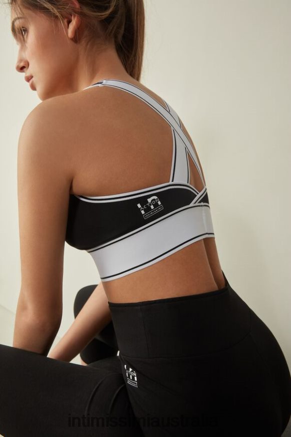 Intimissimi Women 661I-Nero/Bianco Underwear 0RJT48744 In Action Bra Top with Supima Cotton Lining