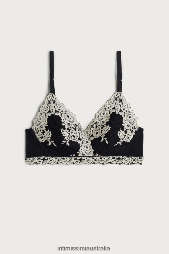 Intimissimi Women 9887-Black/Ivory Underwear 0RJT48785 Pretty Flowers Lucia Triangle Bra
