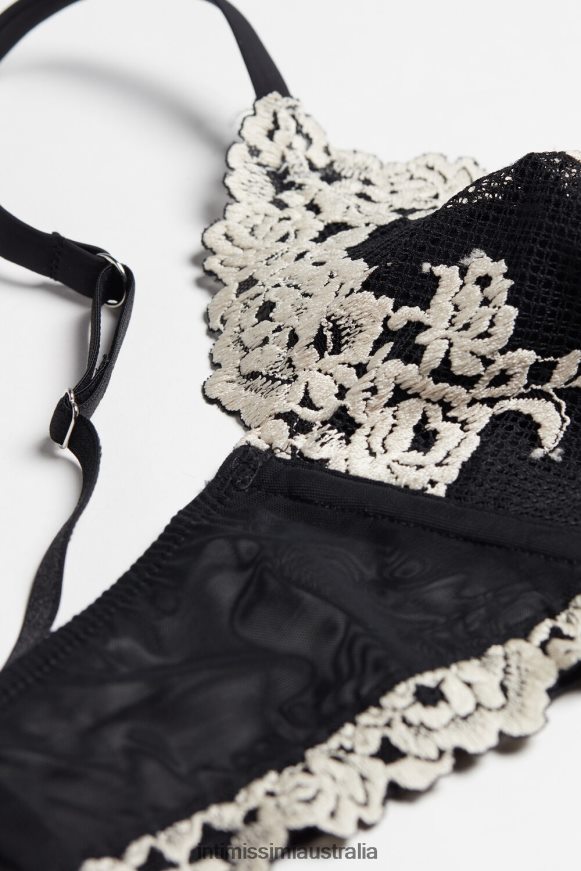 Intimissimi Women 9887-Black/Ivory Underwear 0RJT48785 Pretty Flowers Lucia Triangle Bra