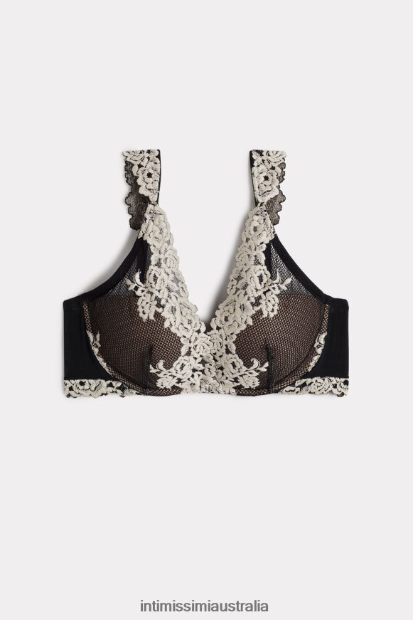 Intimissimi Women 9887-Black/Ivory Underwear 0RJT48801 Pretty Flowers Giorgia Balconette Bra