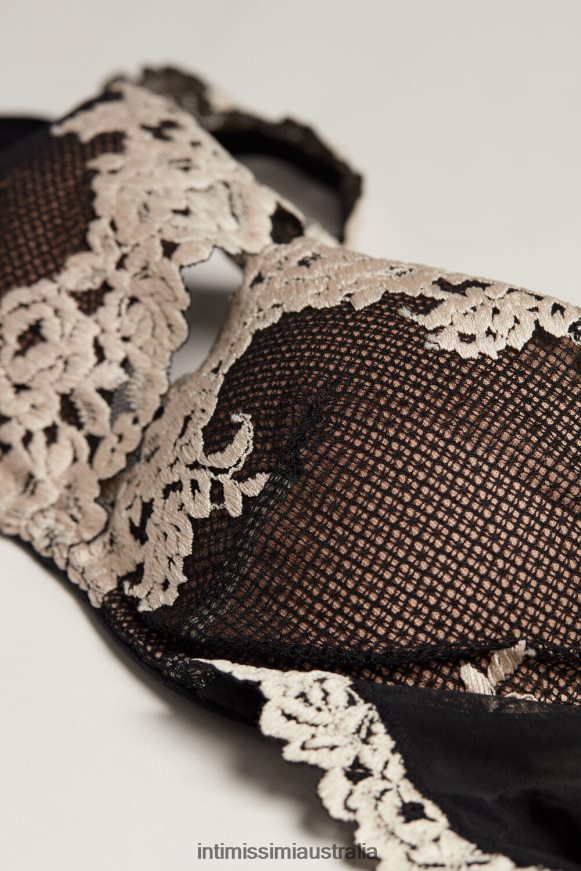 Intimissimi Women 9887-Black/Ivory Underwear 0RJT48801 Pretty Flowers Giorgia Balconette Bra