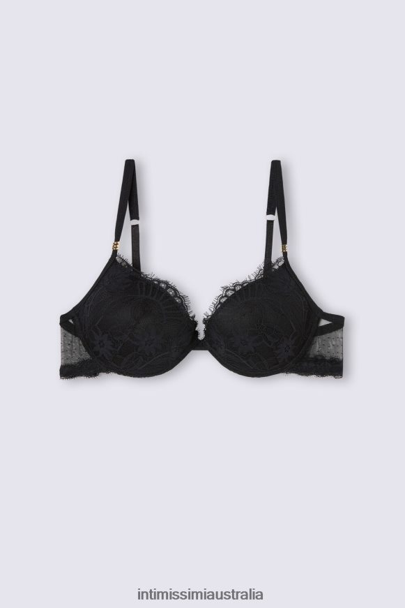 Intimissimi Women 019-Black Underwear 0RJT48474 Bellissima Sensual Flowers Push-Up Bra