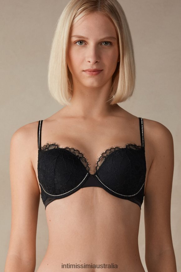 Intimissimi Women 019-Black Underwear 0RJT48624 Shine High Like Stars Elettra Super Push-Up Bra