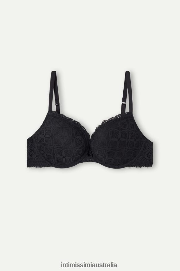 Intimissimi Women 019-Black Underwear 0RJT48673 Elettra Lace Super Push-Up Bra
