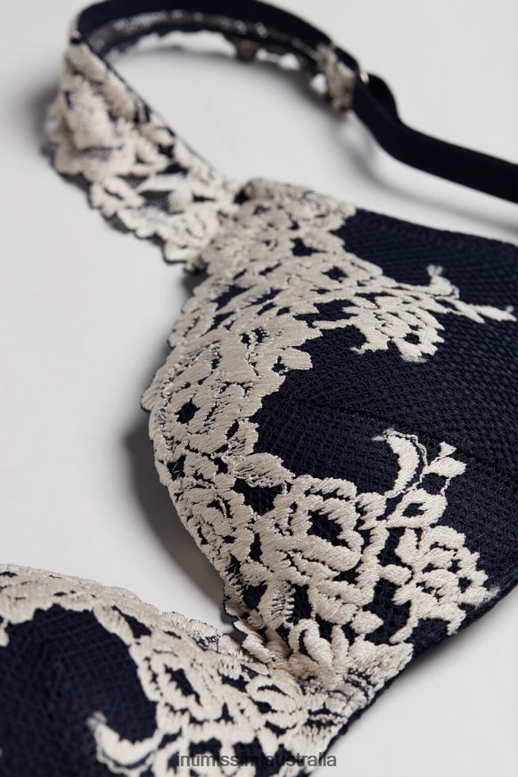 Intimissimi Women 347I-Deep Blue/Vanilla Underwear 0RJT48783 Pretty Flowers Gioia Super Push-Up Bra