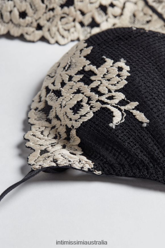 Intimissimi Women 9887-Black/Ivory Underwear 0RJT48750 Pretty Flowers Fabiola Push-Up Bra