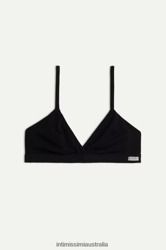 Intimissimi Women 019-Black Underwear 0RJT48755 Emma Natural Cotton Triangle Bra