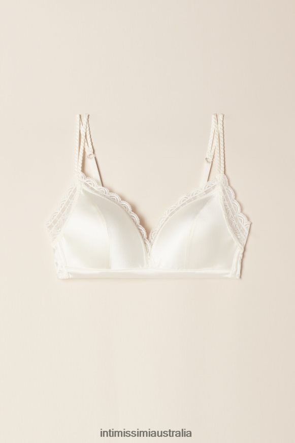Intimissimi Women 2127-Powder White Underwear 0RJT48786 Tiziana Silk and Lace Triangle Bra
