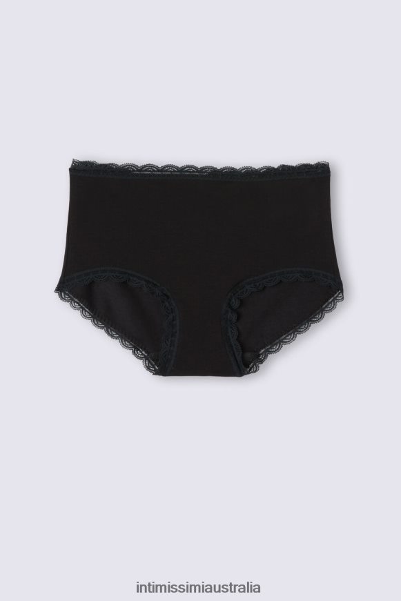 Intimissimi Women 019-Black Underwear 0RJT48920 High-waisted cotton and lace french knickers