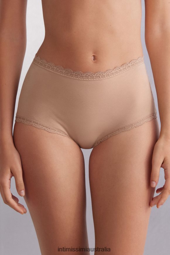 Intimissimi Women 044-Soft Beige Underwear 0RJT48918 High-waisted cotton and lace french knickers