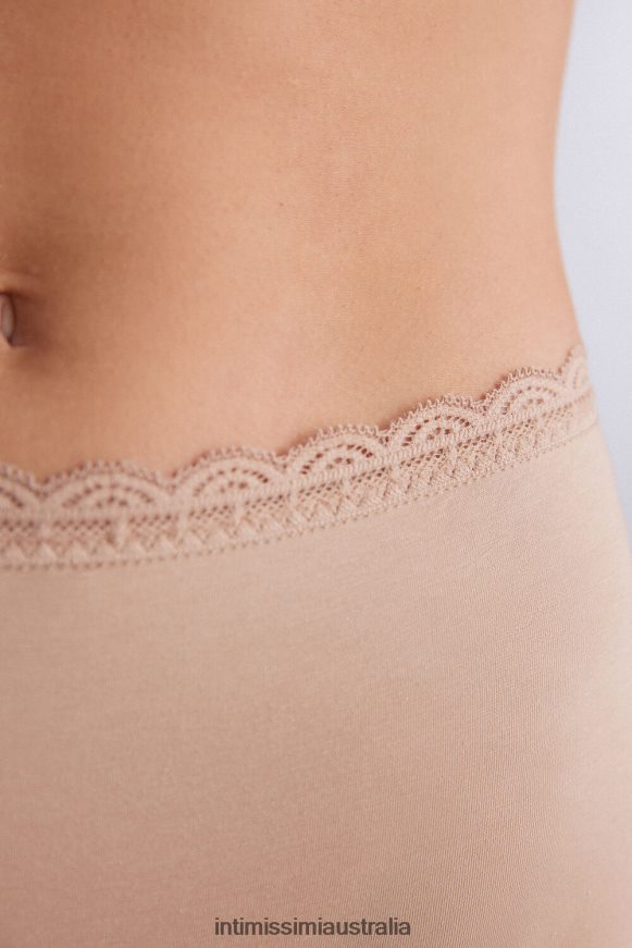 Intimissimi Women 044-Soft Beige Underwear 0RJT48918 High-waisted cotton and lace french knickers