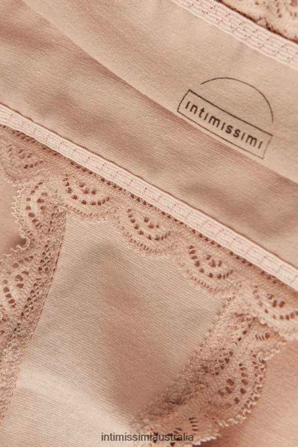 Intimissimi Women 044-Soft Beige Underwear 0RJT48918 High-waisted cotton and lace french knickers