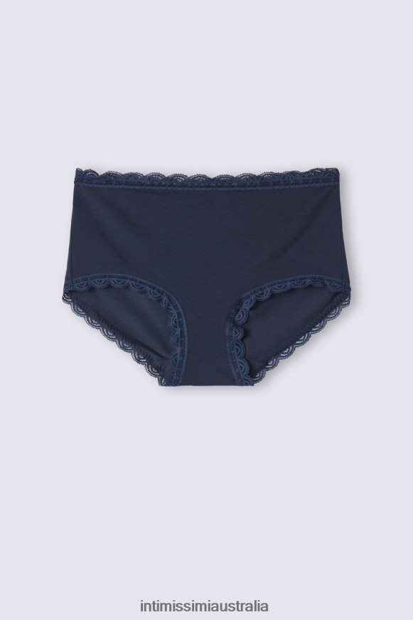 Intimissimi Women 1467-Intense Blue Underwear 0RJT48852 High-waisted cotton and lace french knickers