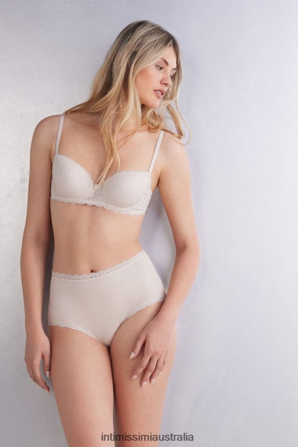 Intimissimi Women 2280-Pink Silk Underwear 0RJT48919 High-waisted cotton and lace french knickers