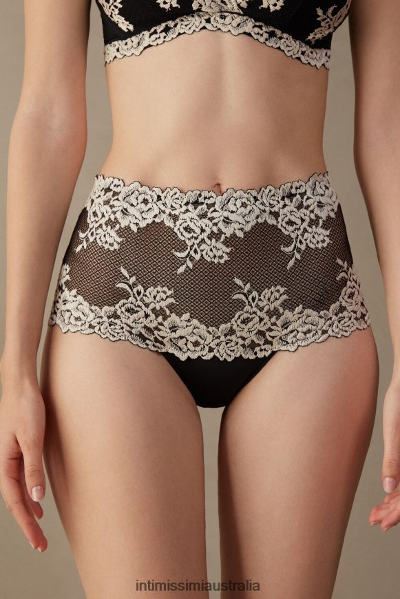 Intimissimi Women 9887-Black/Ivory Underwear 0RJT481167 Pretty Flowers French Knickers