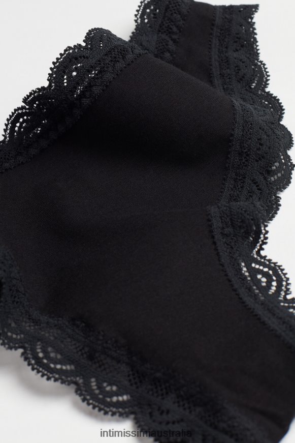 Intimissimi Women 019-Black Underwear 0RJT481051 Cotton and Lace Brazilian Briefs