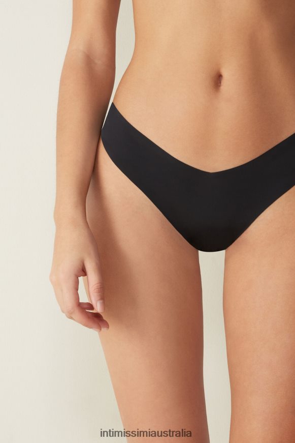 Intimissimi Women 019-Black Underwear 0RJT481116 80s Style Ultralight Microfibre Brazilian Briefs