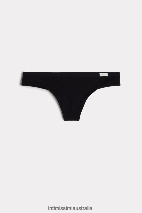 Intimissimi Women 019-Black Underwear 0RJT481195 Natural Cotton Brazilian Panties
