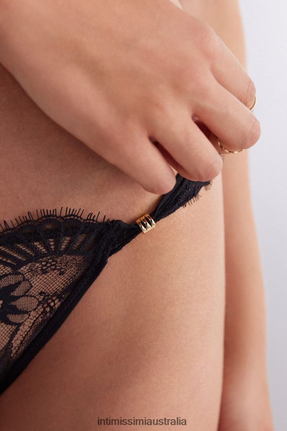 Intimissimi Women 019-Black Underwear 0RJT48845 Sensual Flowers Brazilian Briefs